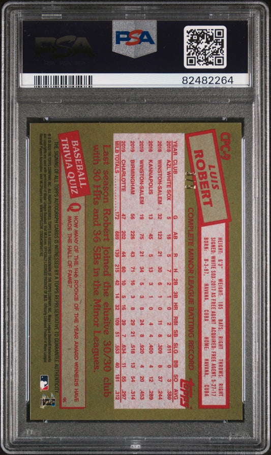 2020 Topps Chrome Update Red Luis Robert RC Auto #3/5 PSA 10/10 Gem Mint CPC9 — image 2