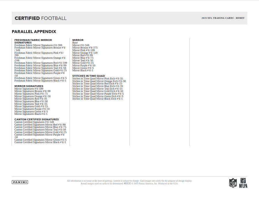 2023 Panini Certified Football Hobby 16 Box Case