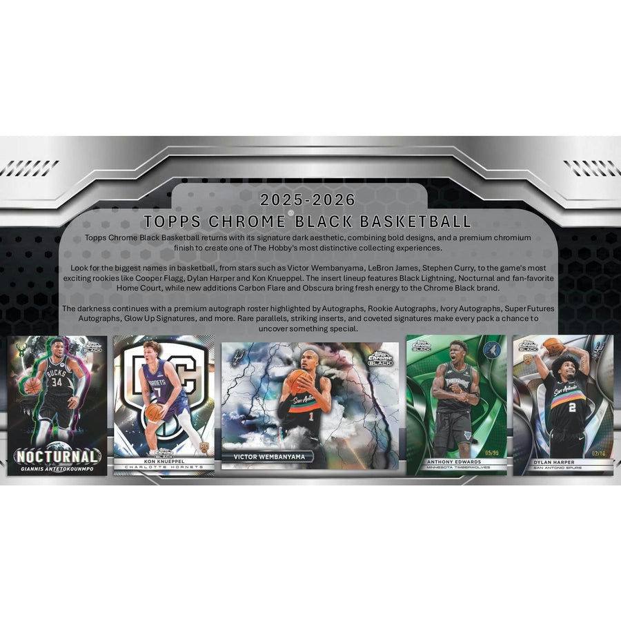 2025/26 Topps Chrome Black Basketball Hobby Box (Presell)