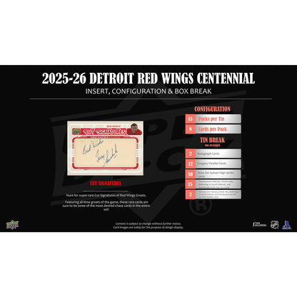 2025/26 Upper Deck Detroit Red Wings Centennial Hockey Hobby 16-Box Case