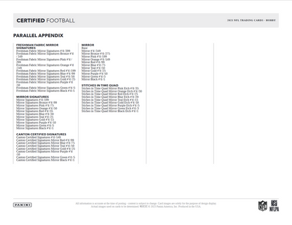 2023 Panini Certified Football Hobby 16 Box Case
