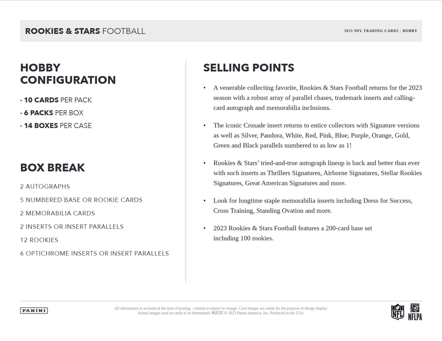 2023 Panini Rookies & Stars Football Hobby 14 Box Case
