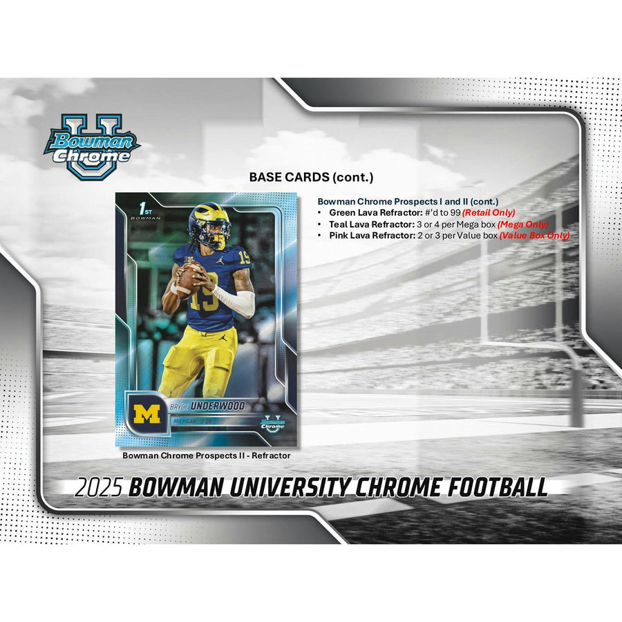 2025 Bowman University Chrome Football Mega 20-Box Case