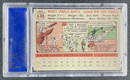 1956 Topps #135 Mickey Mantle Gray Back PSA 5 EX – New York Yankees Baseball Card