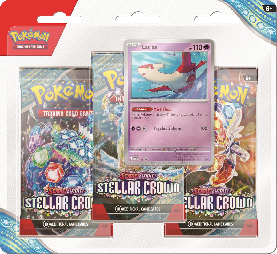 Pokemon Scarlet & Violet Stellar Crown 3-Pack Blister Pack – 24 Pack Box