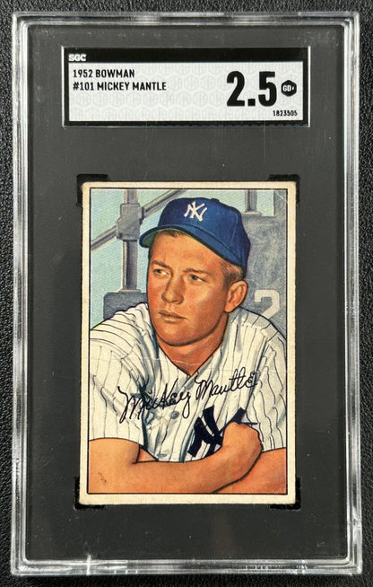 1952 Bowman #101 Mickey Mantle Yankees Baseball Card SGC 2.5
