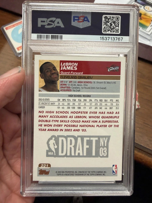 2003 Topps #221 LeBron James Rookie Card PSA 7 NM – Iconic King James RC
