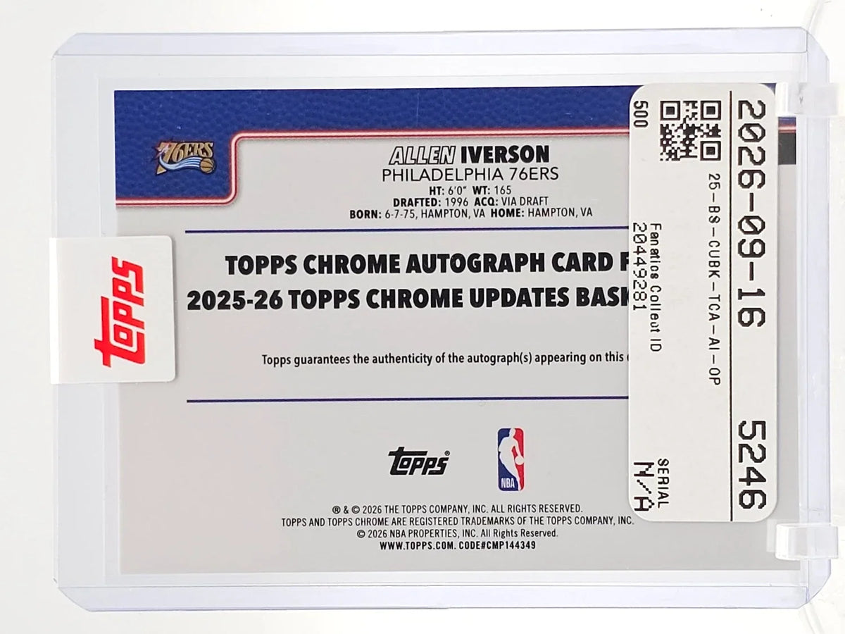 Betterworld - Allen Iverson 2025-26 Topps Chrome Update Orange Sapphire Autograph /25
